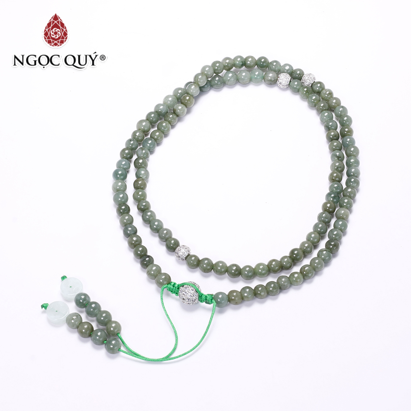 Chuỗi 108 hạt cẩm thạch nước ngọc mệnh hỏa, mộc - Ngọc Quý Gemstones