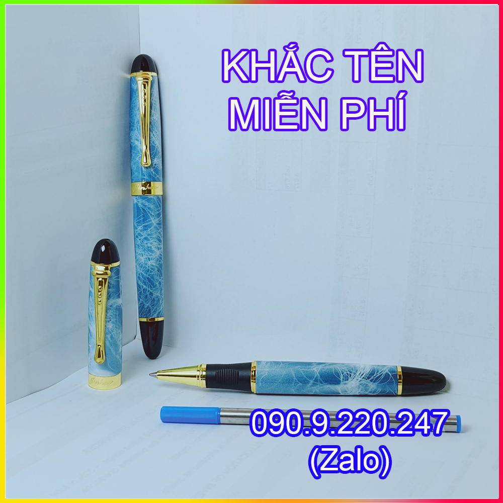 (Gift) Bút ký khắc tên cao cấp doanh nhân LC012, thép nguyên khối hoạ tiết vân đá, mực đều ở mọi góc nghiêng