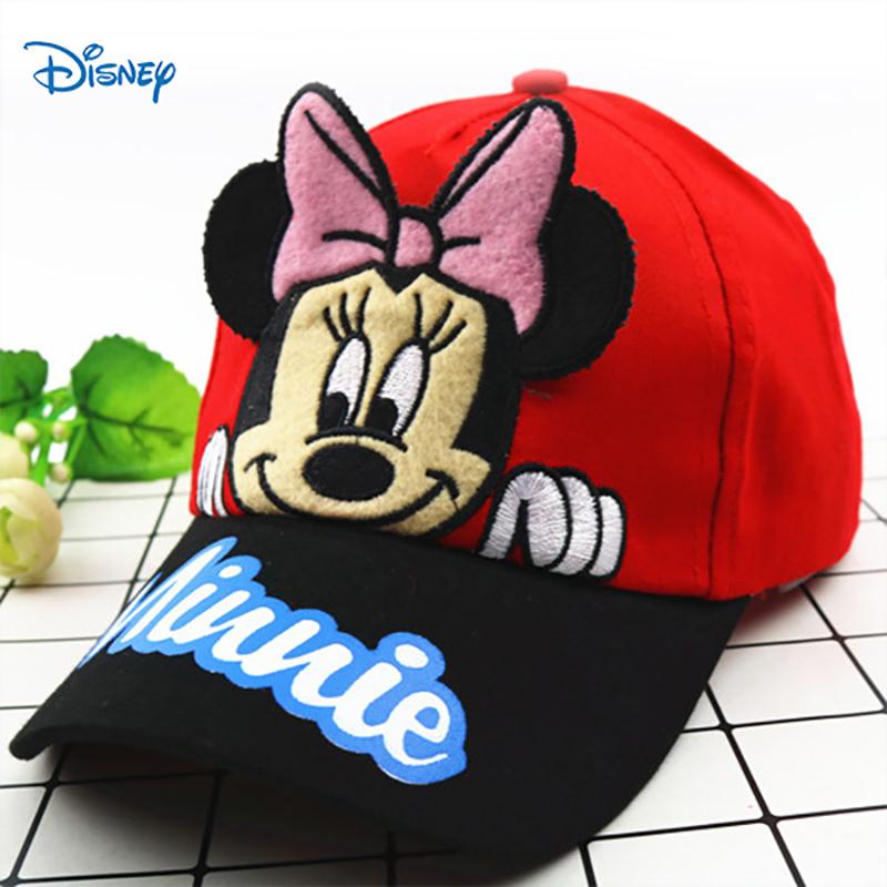 Phim hoạt hình Disney Minnie Trẻ em mũ trẻ em Mũ bóng chày Casual Mũ Bông tai dễ thương Cotton điều chỉnh Mũ mặt trời 3-8 tuổi Color: C