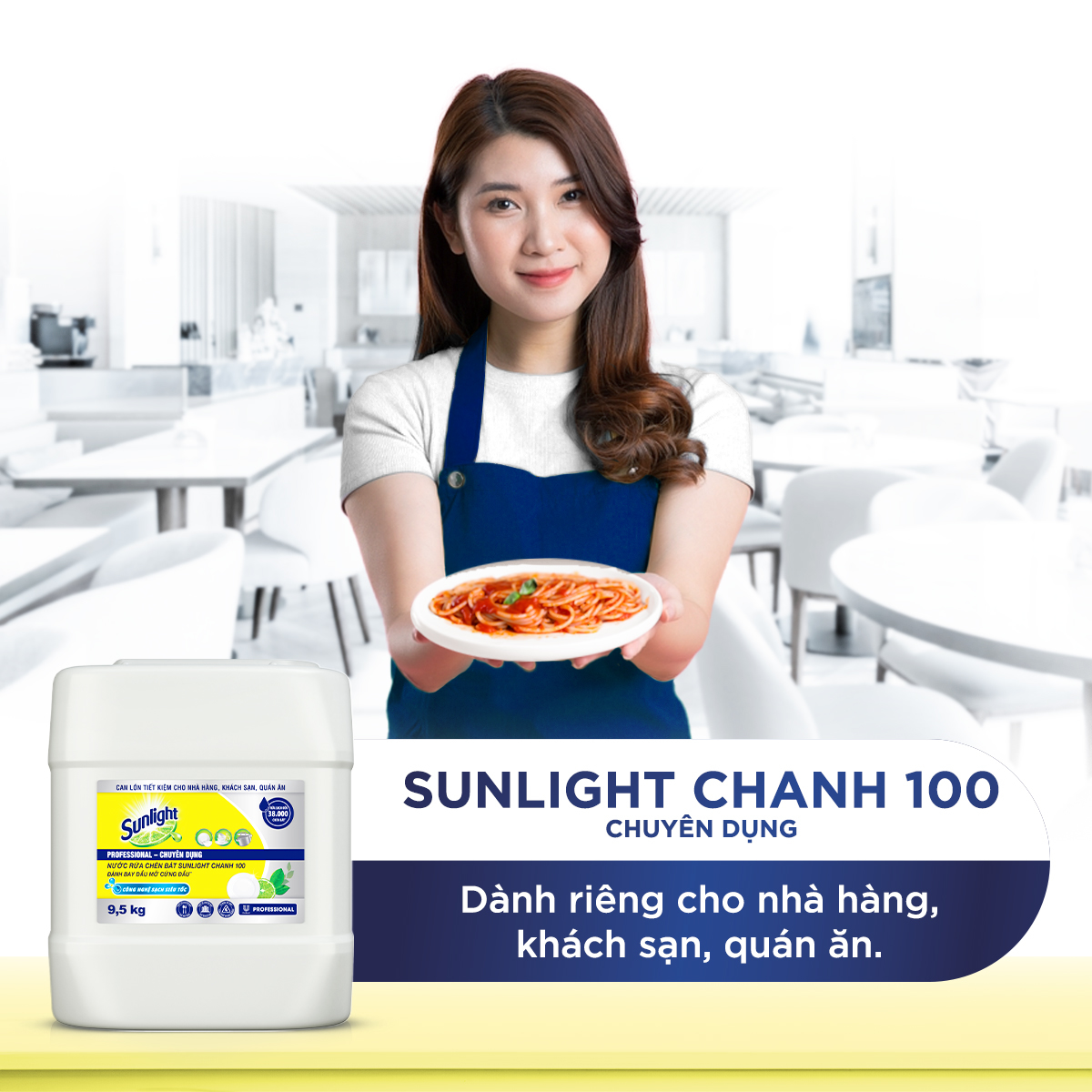 Nước Rửa Chén Sunlight Chuyên Dụng Thùng 9.5kg, Làm Sạch Dầu Mỡ, Khử Mùi Tanh Cho Gia Đình Nhà Hàng