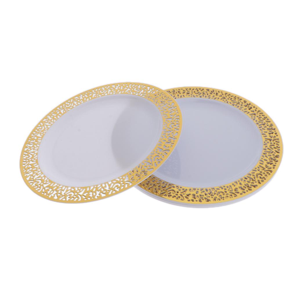 6pcs Plastic Plates Disposable Dinnerware Dinner Wedding Dishes