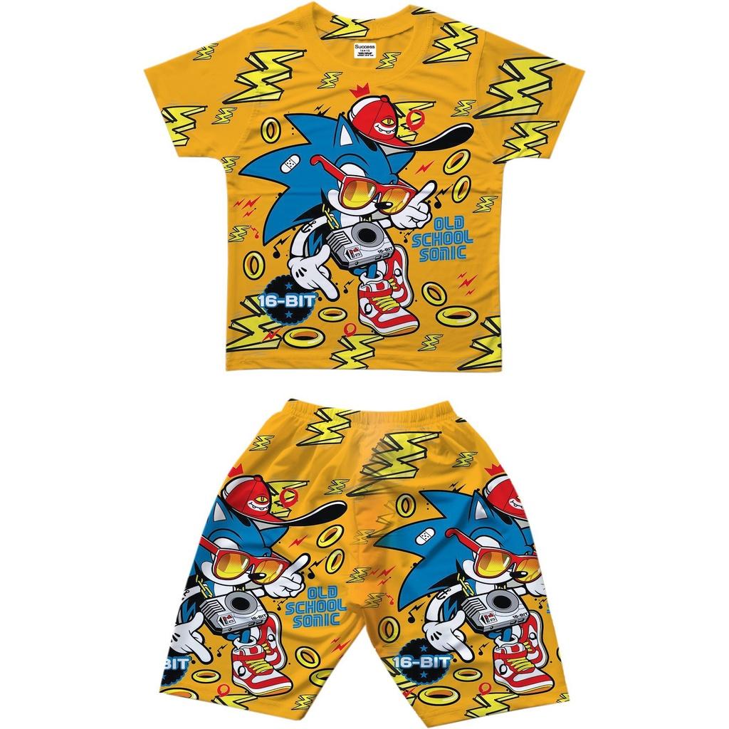 Đồ bộ bé trai, bộ cộc tay cho bé trai hình Nhím Sonic bigsize 18-65KG chất thun lạnh Thái mát