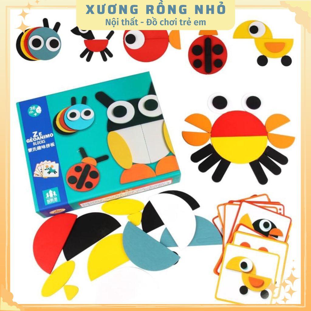 Giáo cụ gỗ - Đồ chơi gỗ ghép hình con vật phát triển tư duy cho bé
