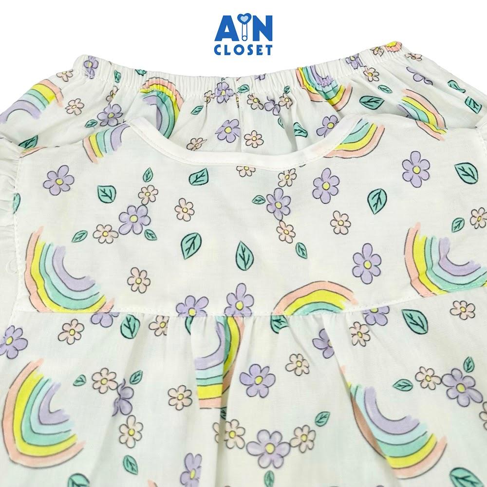 Bộ quần áo Ngắn bé gái họa tiết Cầu Vồng Hoa cotton - AICDBGXTG08G - AIN Closet