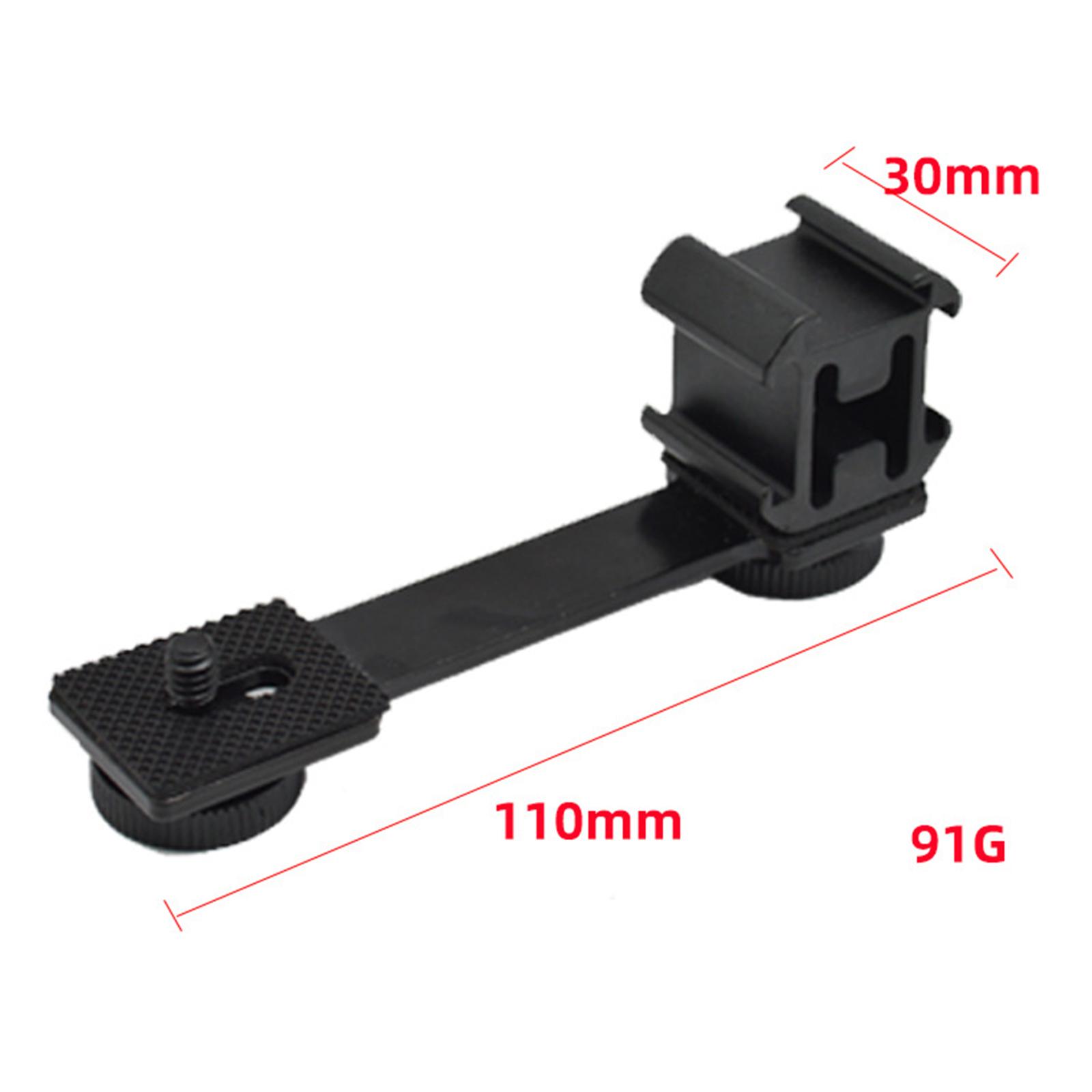 Triple Cold Shoe Mount Universal Extension Bracket Flash Bracket with 1/4 Adapter Compatible for Monopod Tripod DSLR Phone Gimbal Stabilizer