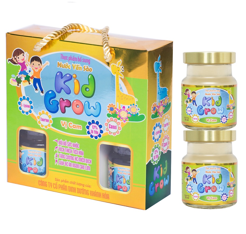 Nước Yến Sào 12% Kid Grow Vị Cam - Khánh Hòa Nutrition - Lọ 70ml