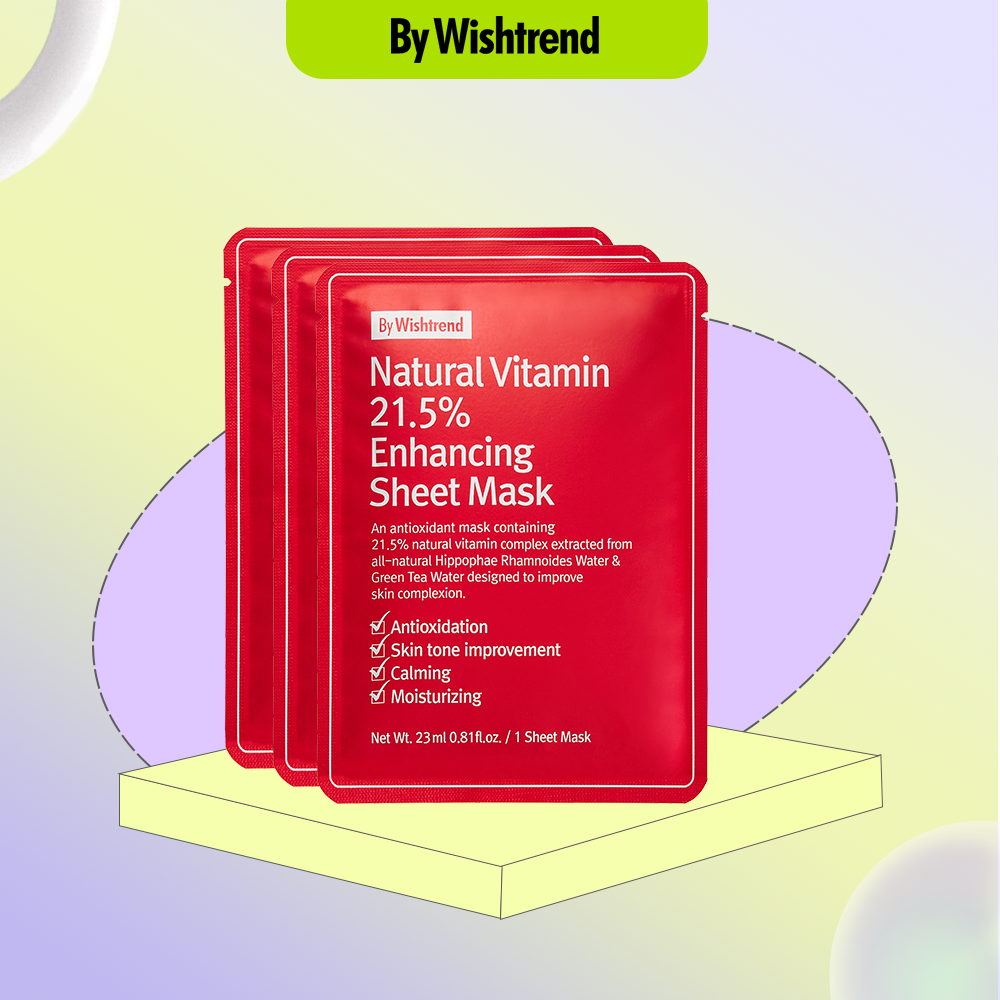 Combo 3 By Wishtrend Mặt Nạ Giấy Natural Vitamin 21.5% Enhancing Sheet Mask 23ml