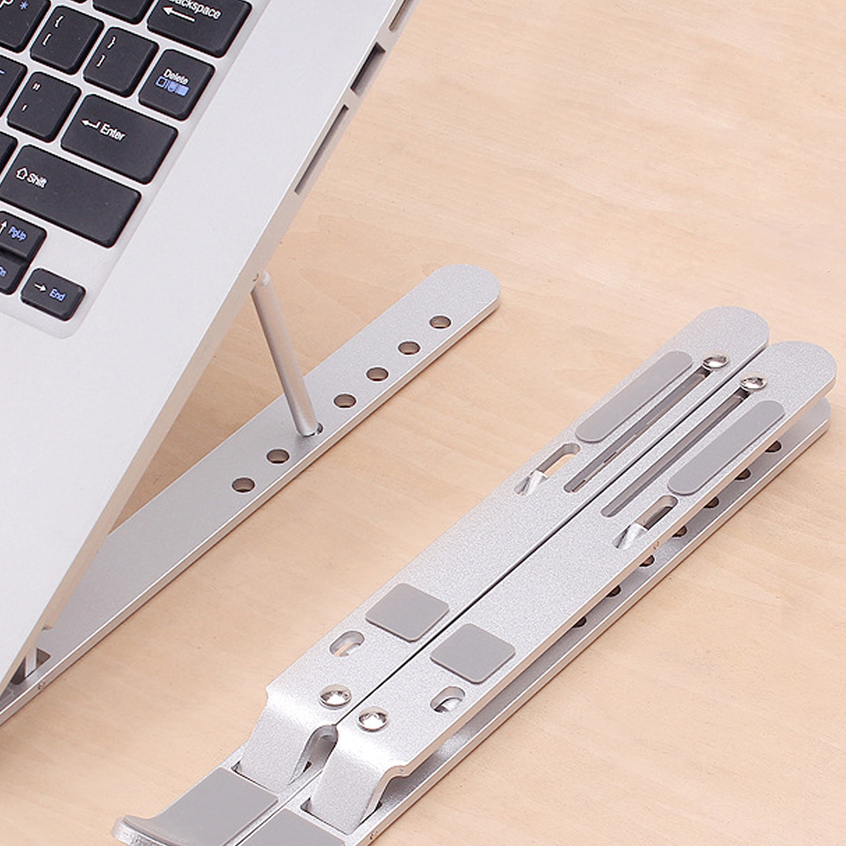 Giá kê laptop/macbook hợp kim nhôm gập gọn, tùy chỉnh độ cao tầm nhìn, đế tản nhiệt laptop