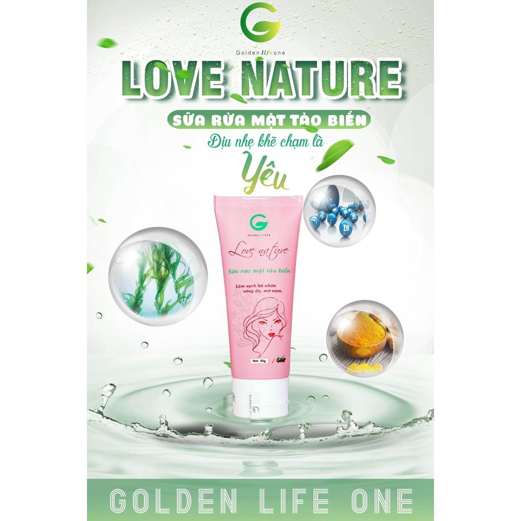 Combo Sữa Rửa Mặt Love Nature 50ML + Kem Mụn Love Nature 15G + Serum Tảo Biển Love Nature 15ML 