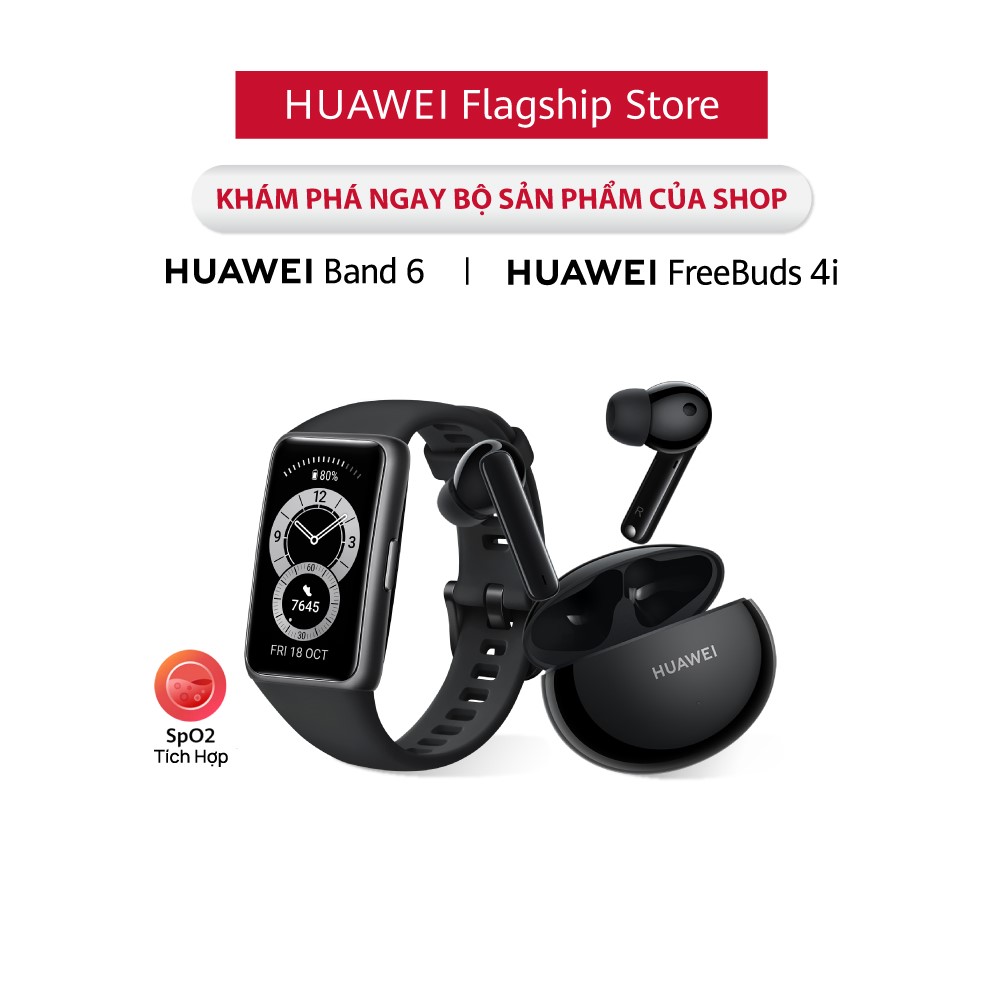 Bộ Sản Phẩm Huawei (Vòng Đeo Tay Thông Minh HUAWEI Band 6 + Tai Nghe Không Dây HUAWEI Freebuds 4i) | Hàng Chính Hãng