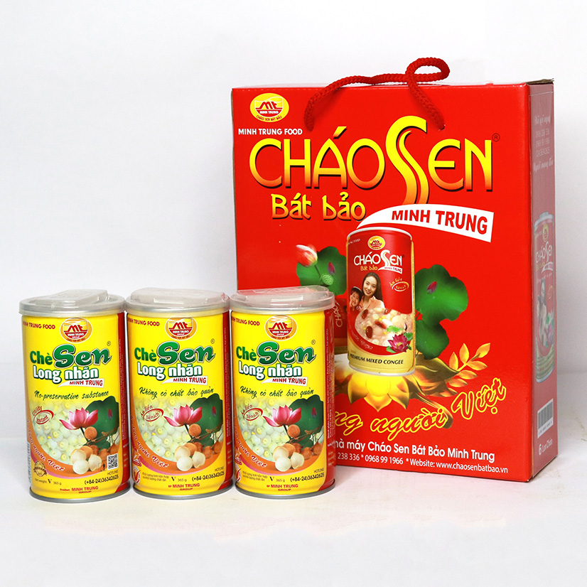 Chè sen long nhãn Minh Trung 365g (combo 12 lon - Chè Sen Long Nhãn 12)