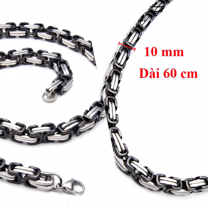 Dây chuyền nam kiểu ziczac trắng đen 10li MDC145 Không đen không gỉ sét