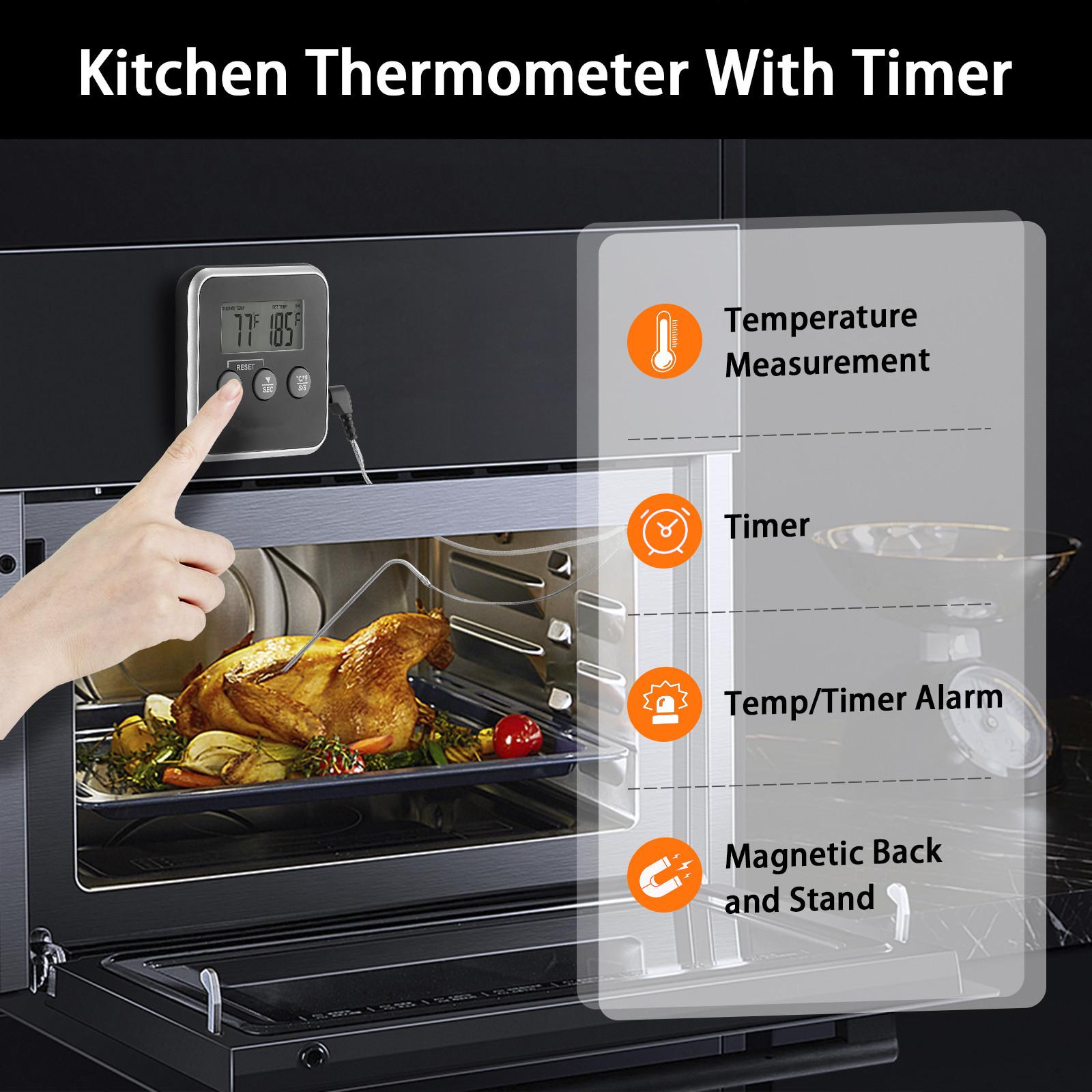 Nhiệt Kế Thịt Thực Phẩm Kỹ Thuật Số Với Chế Độ Nấu Thông Minh Hẹn Giờ