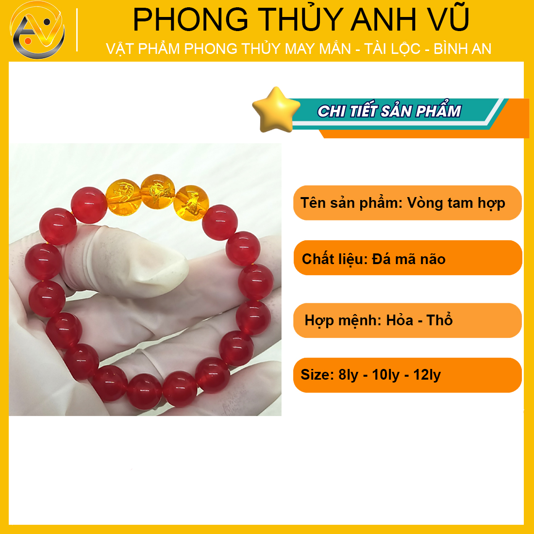 Vòng mã não đỏ tam hợp dần ngọ tuất - size 8 10 12ly cho người mệnh hỏa, mệnh thổ - có khai quang điểm nhãn may mắn tài lộc - PHONG THỦY ANH VŨ