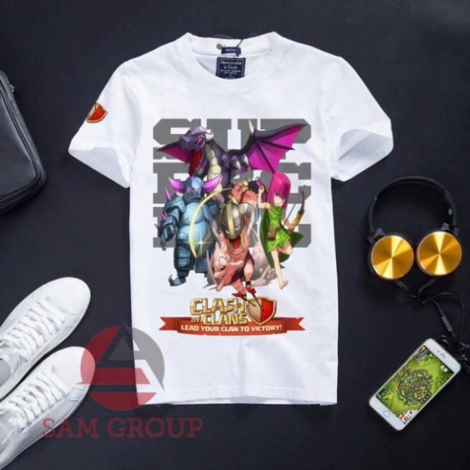 VHL Store Áo thun nam Clash of Clans xuất khẩu cổ tròn cotton màu trắng - Vali VHL Store