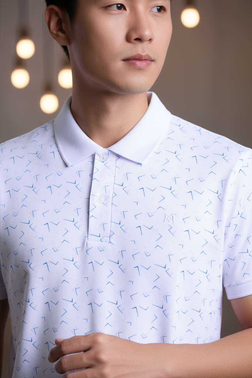 Áo thun polo nam Khatoco xẻ tà không túi(L-3XL)