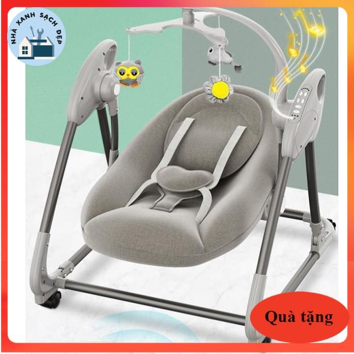 Nôi điện cho bé tự rung cao cấp với tích hợp Nhạc Tự Phát ru bé ngủ ,Nôi cũi điện em bé SMB188