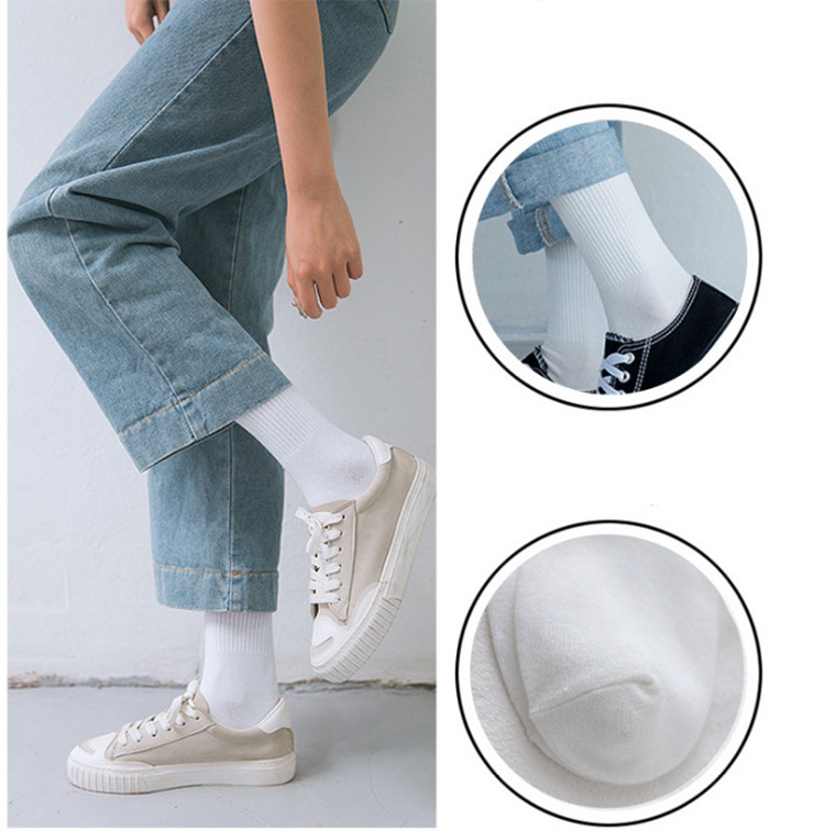 Set 5 Đôi Tất Cao Cổ Unisex Bèo Nhún Gân Tăm Style Thanh Lịch
