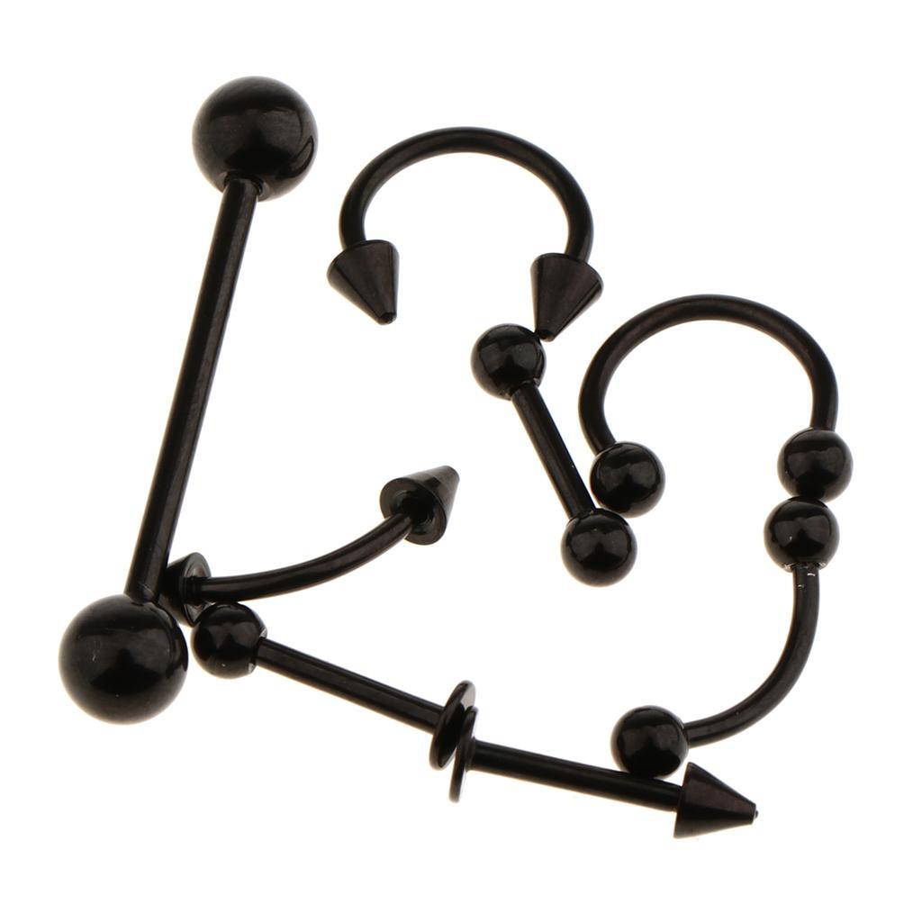 2x24 Pieces Lot Stainless Steel Eyebrow Ear Lip Navel Ring Stud Black