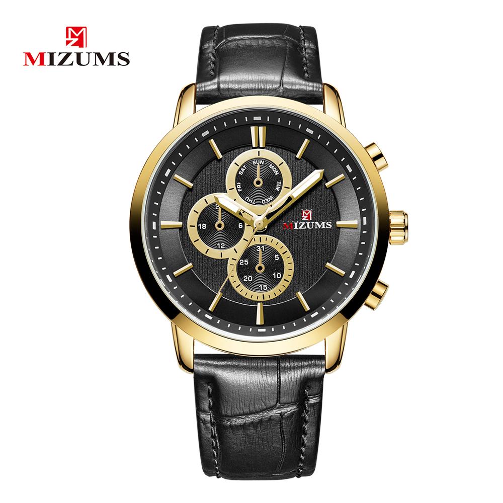 Đồng hồ đeo tay MIZUMS dây đeo bằng da,không thấm nước