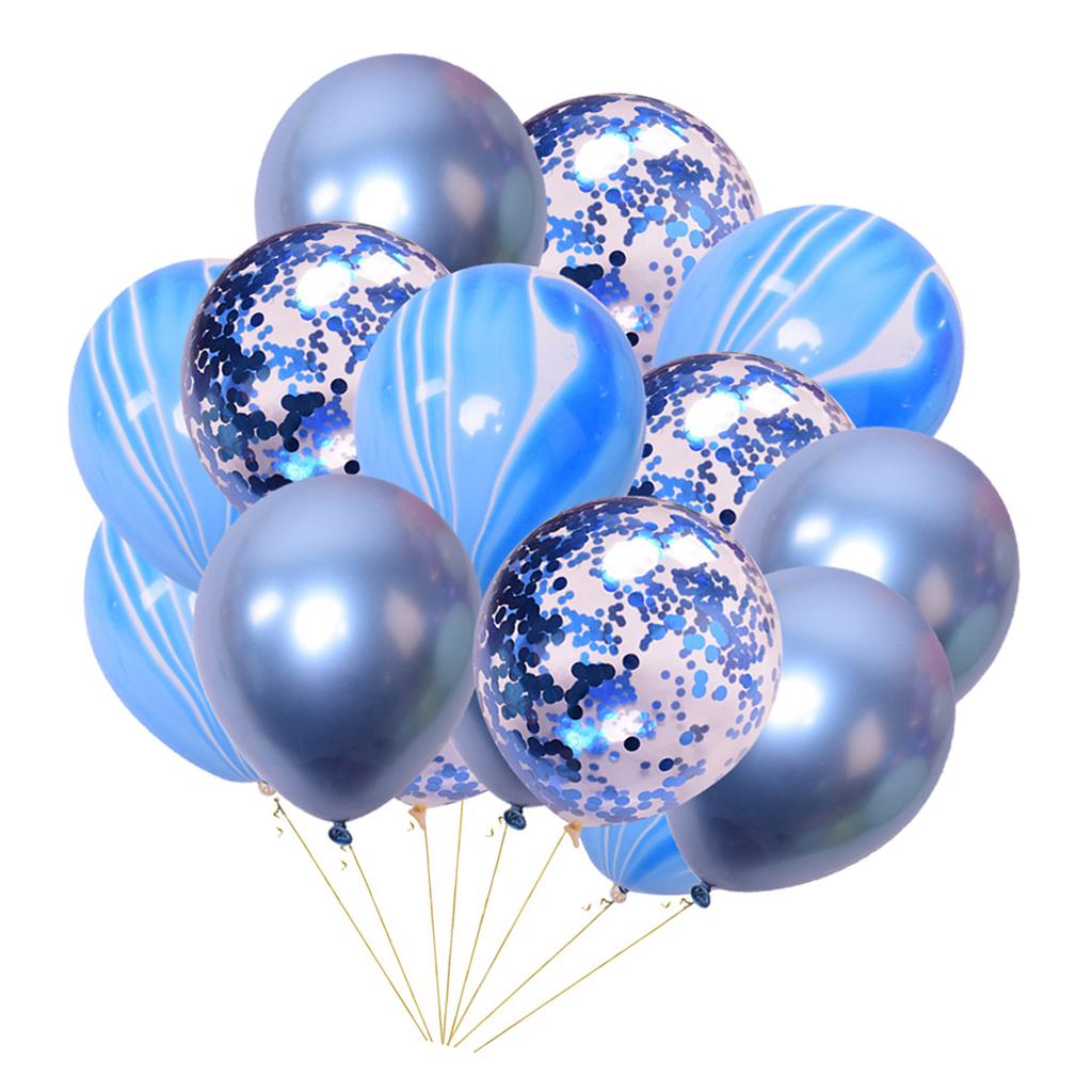 15x Latex Confetti Foil Balloons Wedding Birthday Hen Party Supplies Blue