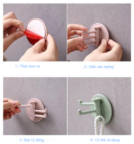 Móc treo đồ dán tường tiện lợi - móc dán tường 3 chấu