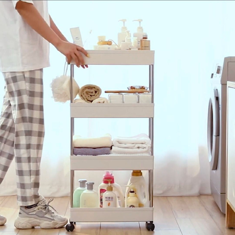 Kệ đẩy đựng đồ đa năng 4 tầng có bánh xe xoay 360 độ dành cho nhà tắm, nhà bếp, xe đẩy chuyên dụng spa G400-Keday-4T
