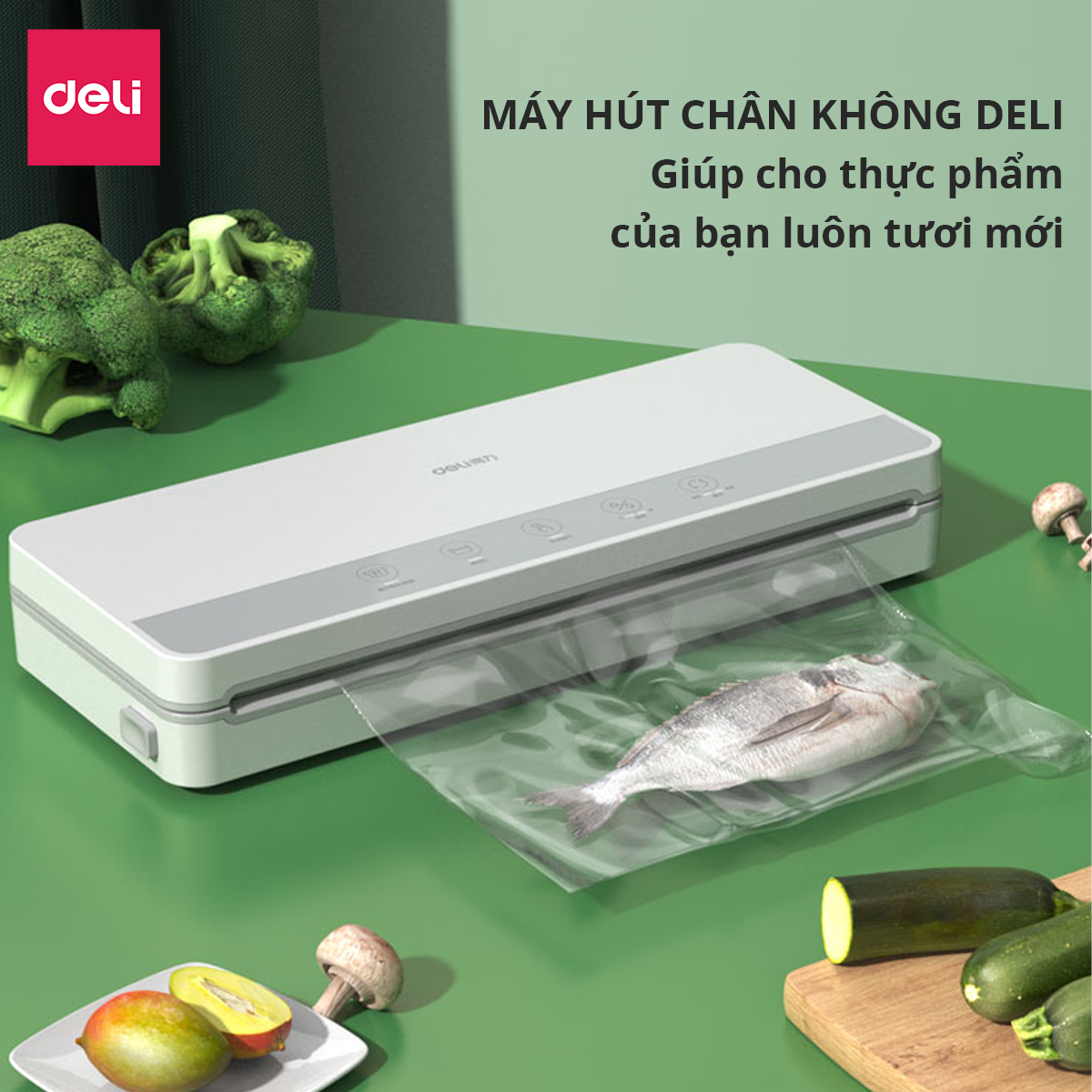 Máy hút chân không túi nhám hàn miệng túi bảo quản thực phẩm dồ dùng Deli - Hàng chính hãng - 14898