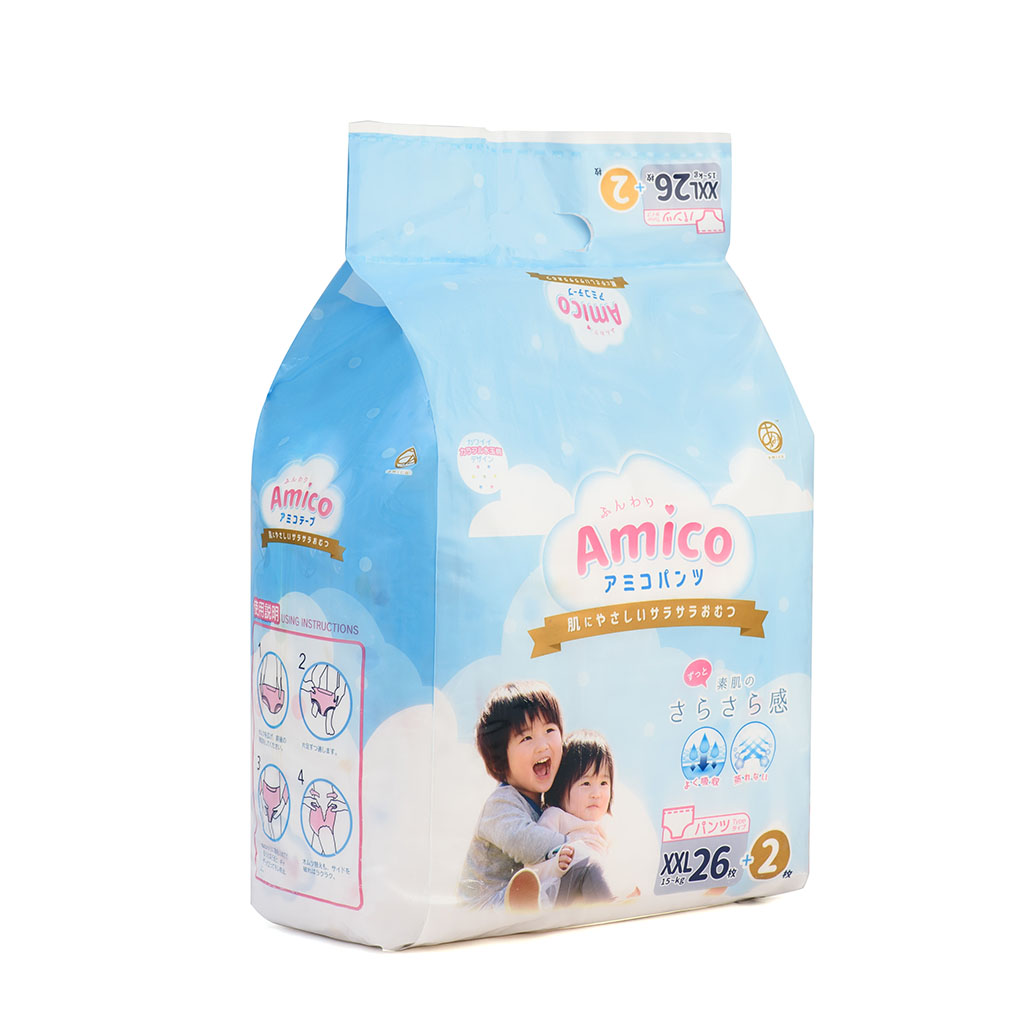 Bỉm - Tã quần Amico size XXL 26 + 2 miếng (Cho bé ≥15kg)