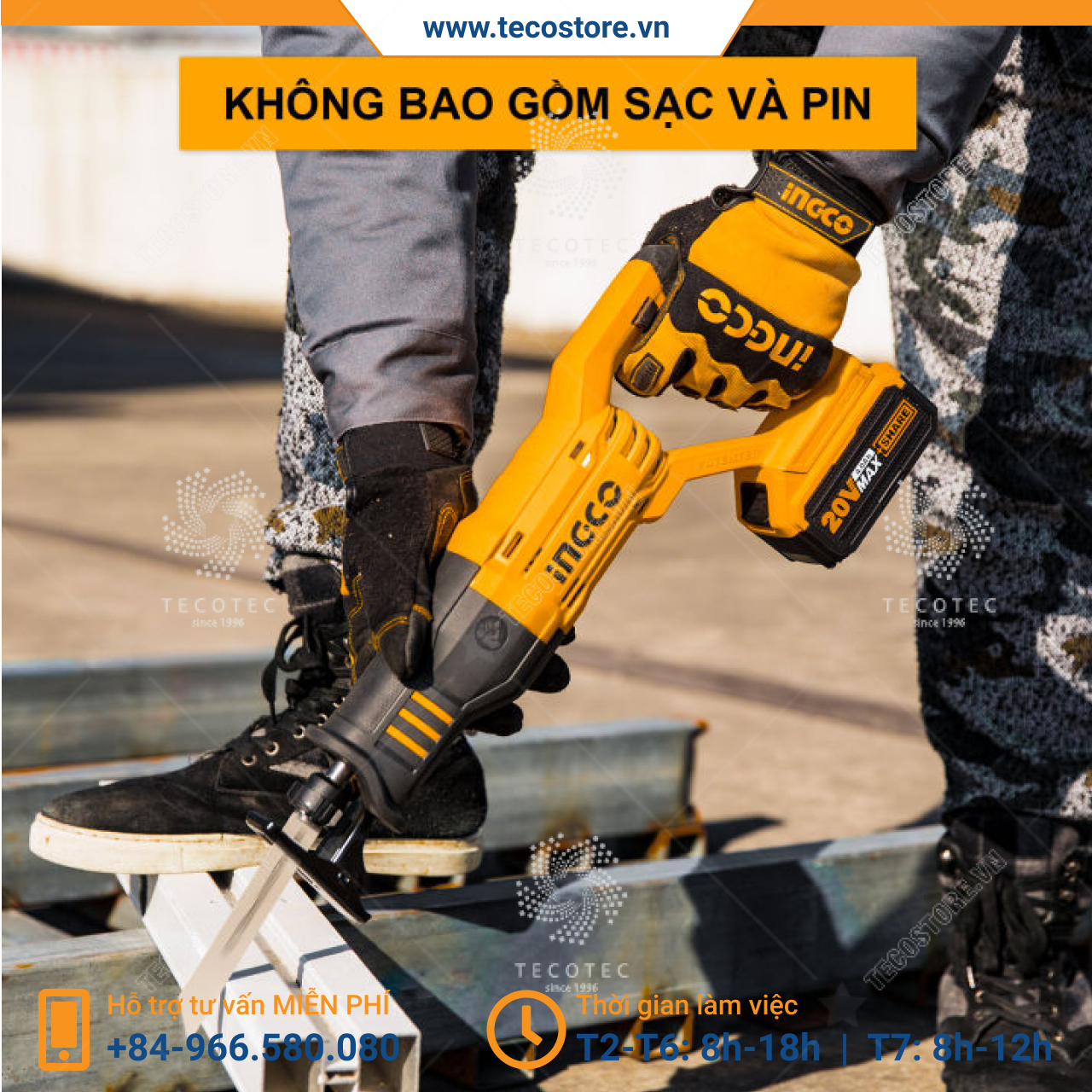 Máy cưa kiếm dùng pin INGCO CRSLI1151 [Không kèm pin và sạc] [Chính hãng] [Bảo hành 6 tháng] [Có sẵn]