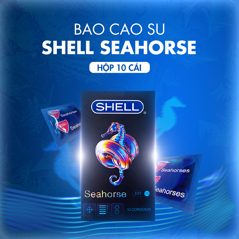 [Hộp 10 cái] Bao cao su Shell Seahorse - Kéo dài thời gian 