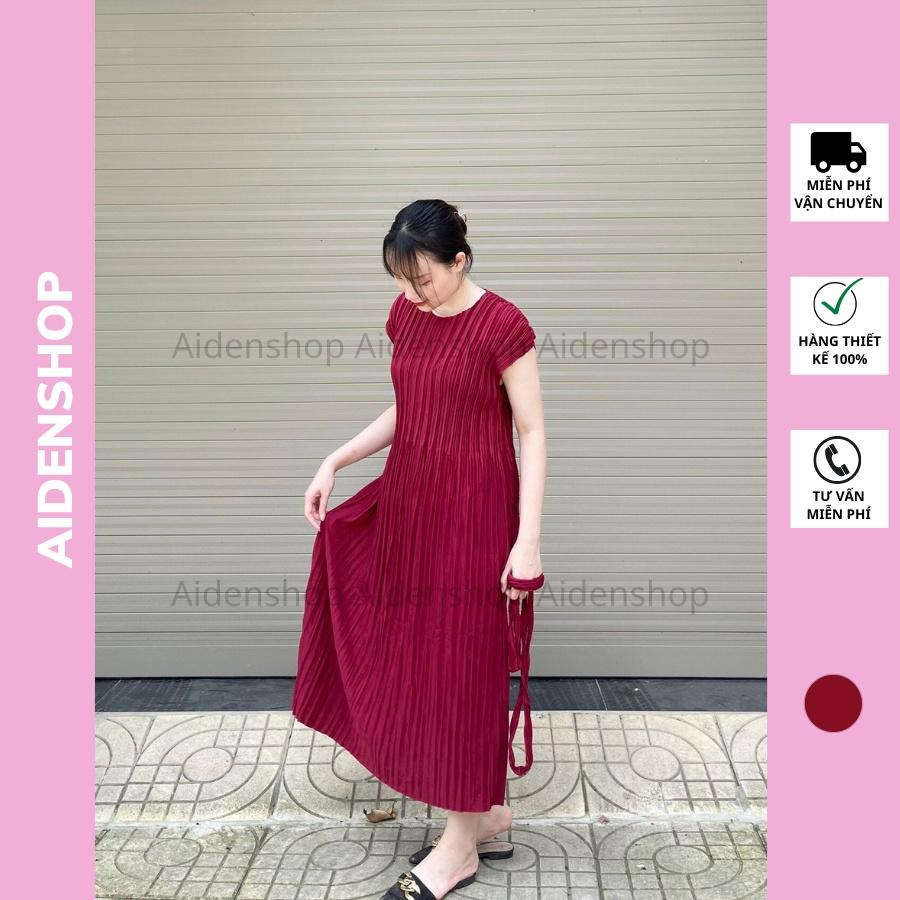 Váy bầu xếp ly dáng dài Aidenshop Đầm bầu thời trang midi