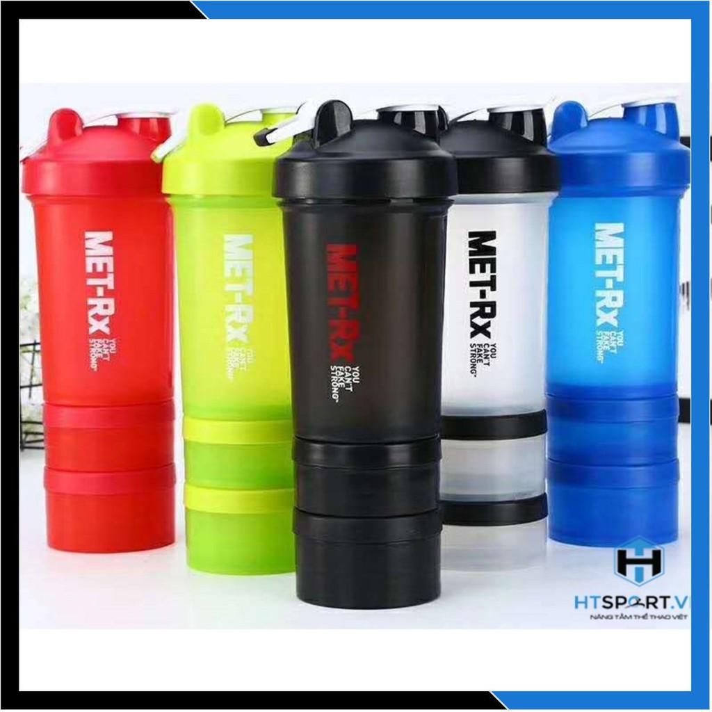 Bình Lắc Đựng Nước Tập Gym Met 3 Ngăn 600ML Cao Cấp Nhiều Màu Chính Hãng