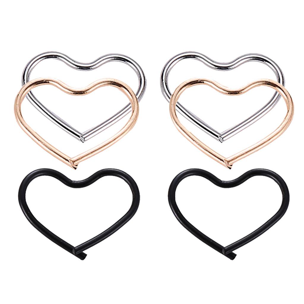 Alloy Ear Stud Rings Heart-Shaped Piercing Body Jewelry Ear Hoop Gold