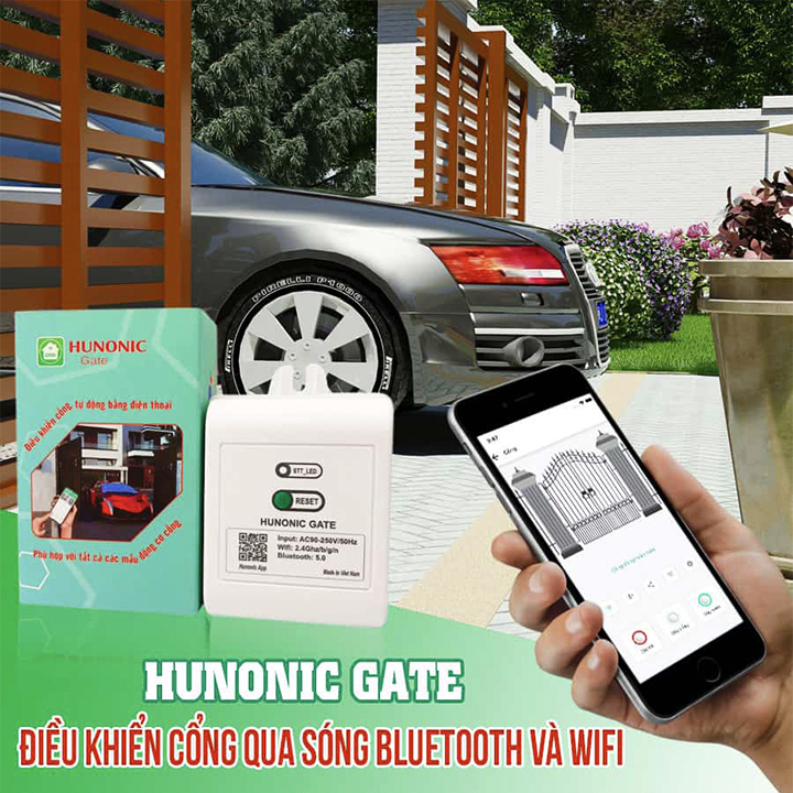 Bộ điều khiển cổng từ xa Hunonic Gate - Điều khiển cửa tự động qua wifi bằng điện thoại