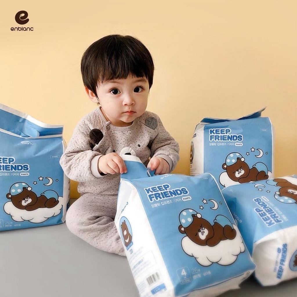 Tã Bỉm Quần Hàn Quốc ENBLANC KEEP FRIENDS Mềm Mại Khô Thoáng, Thấm Hút Nhanh Cho Bé Trai Size L (7-12kg) 26 Miếng