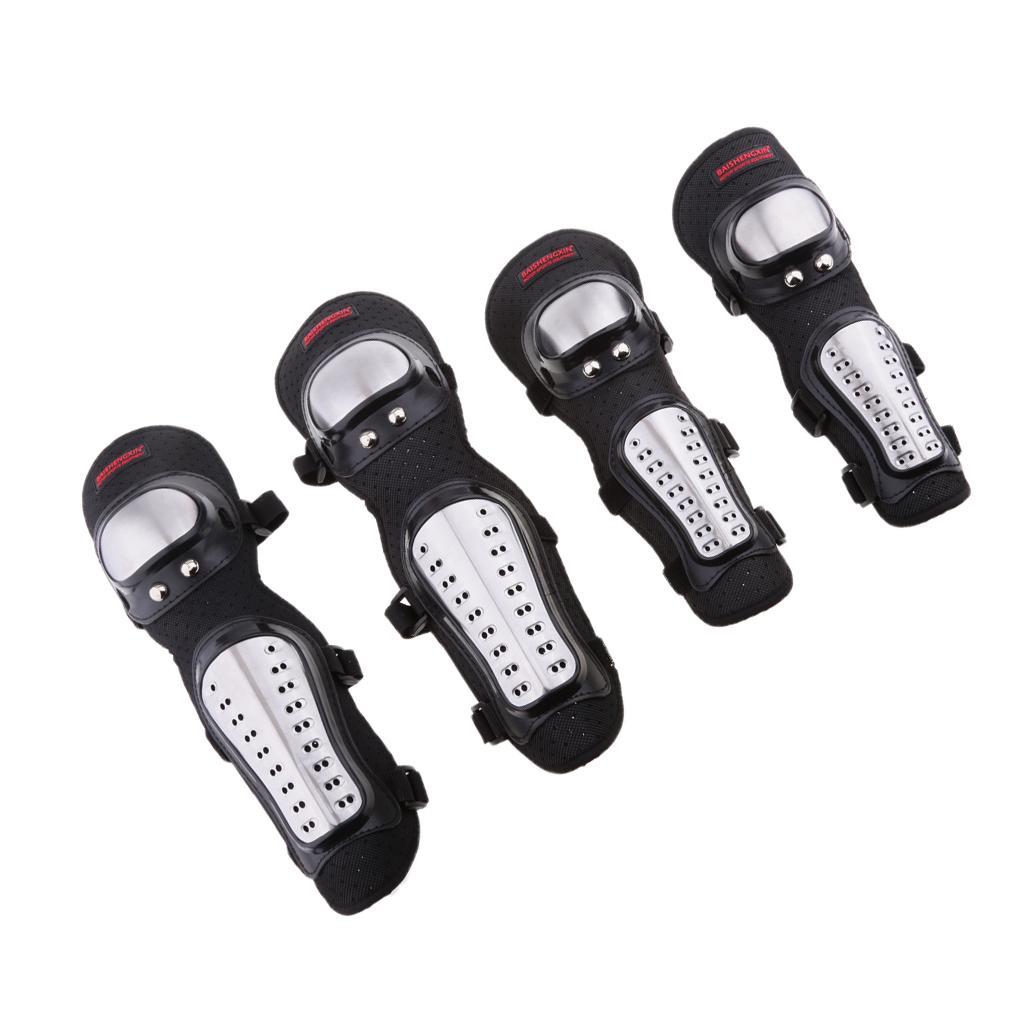 4pcs Steel Motorcycle Motocross Cycling Elbow and Knee Pads Protector Guard