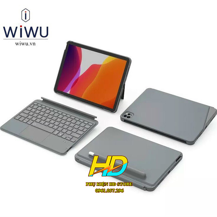 Bao da bàn phím cho Máy tính bảng iPad Pro 11 inch M1 2021 , iPad Pro M2 2022 11 inch, Air 4 , Air 5 10.9 inch WIWU Combo Touch Keyboard  - Hàng Chính hãng