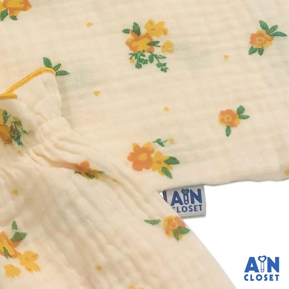 Bộ quần áo ngắn bé gái họa tiết Hoa phượng vàng xô muslin - AICDBTWWTDQW - AIN Closet