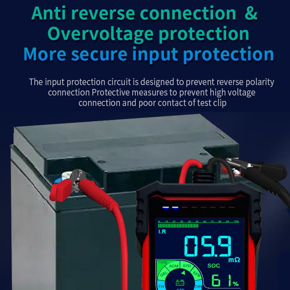 TOOLTOP Intelligent Battery Tester 3.2 Inch Color Screen 12.0V 24.0V Battery Intelligent Selection Support Battery Test Starts Test Load Test with Illumination Function and Multiple Protections