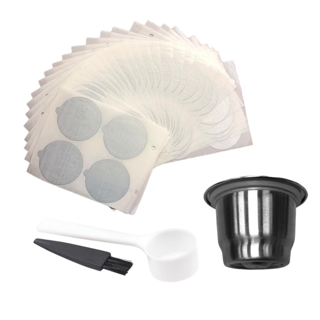 Reusable Coffee Capsule Cup Filter with Aluminum Foil Lids for Home Office