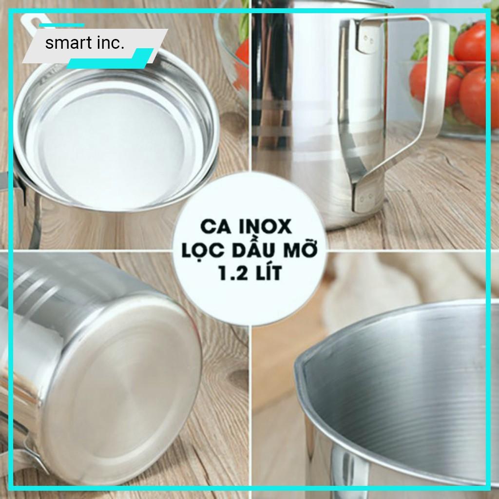 Bình Lọc Đựng Dầu Ăn Có Lưới Lọc Xả Bỏ Cặn Inox 304 Ca Hũ Lọc Đựng Dầu Chiên Lọc Cặn Dung Tích 1.2l Ca Lọc Cặn Dầu Ăn