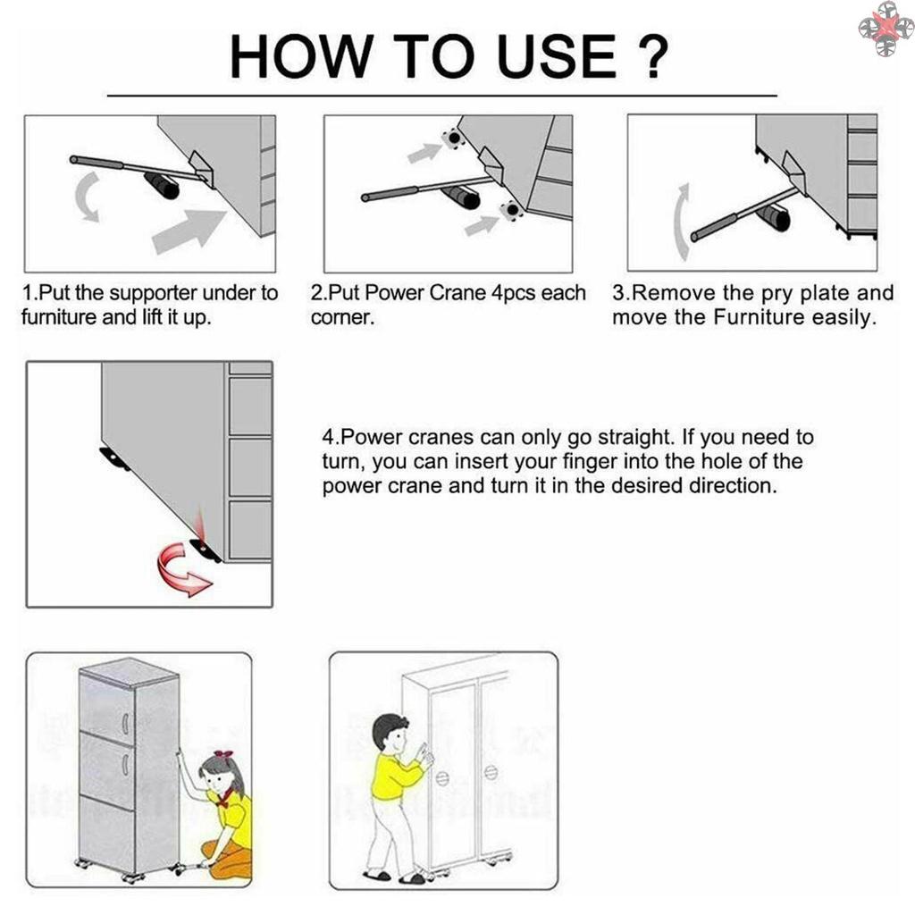 Set 5 Dụng Cụ Hỗ Trợ Di Chuyển Đồ Nội Thất 4 Bánh