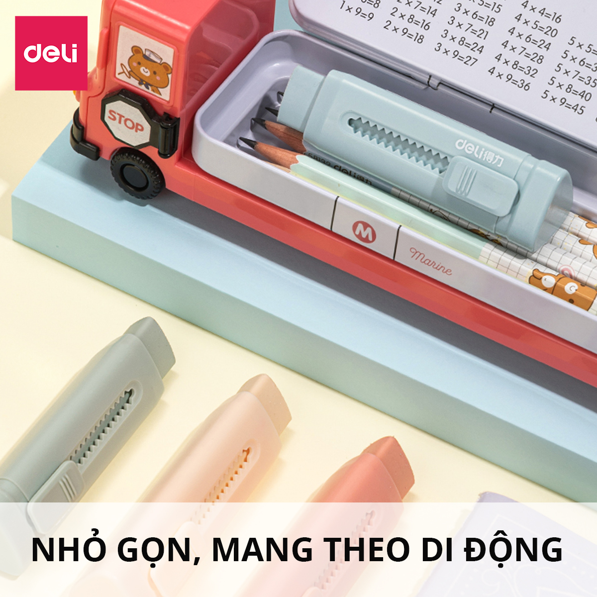 Gôm Tẩy Chì Tam Giác Dạng Kéo Màu Pastel Deli - Không Dính Tay, Không Bụi Bẩn Tiện Dụng Cho Học Sinh - Màu Ngẫu Nhiên