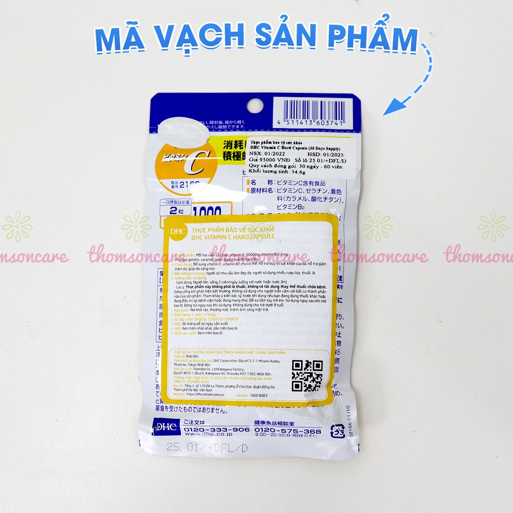 Combo hỗ trợ làm giảm mụn, mờ thâm, giúp làm đẹp da DHC Kẽm và DHC Vitamin C Nhật Bản -Hỗ trợ tóc rụng và cải thieenjda mụn , bổ sung Vitamin và kẽm Thomsoncare