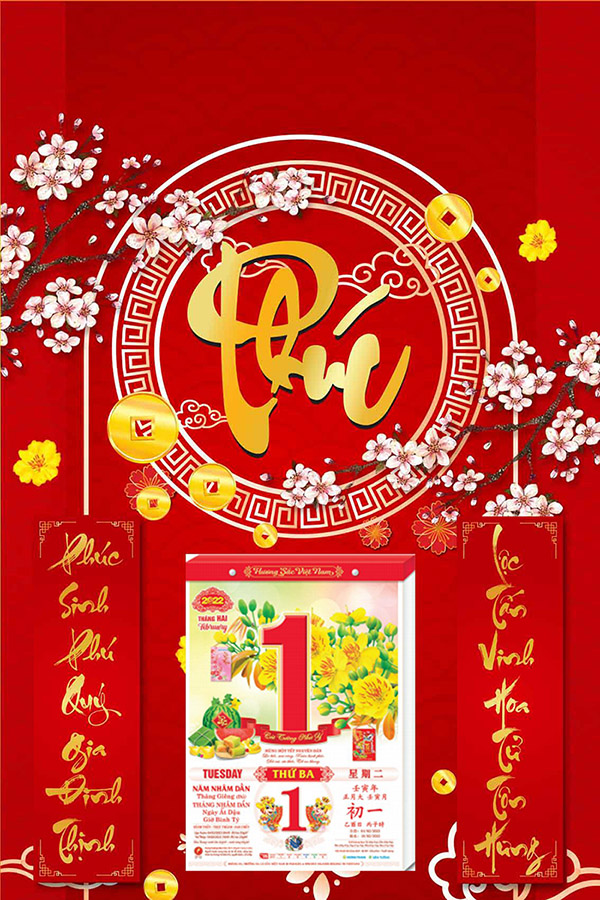 Lịch Tết 2022 - Lịch Gỗ Treo Tường Laminate 2022 (40x60 cm) - Chữ Phúc giá tốt nhất thị trường