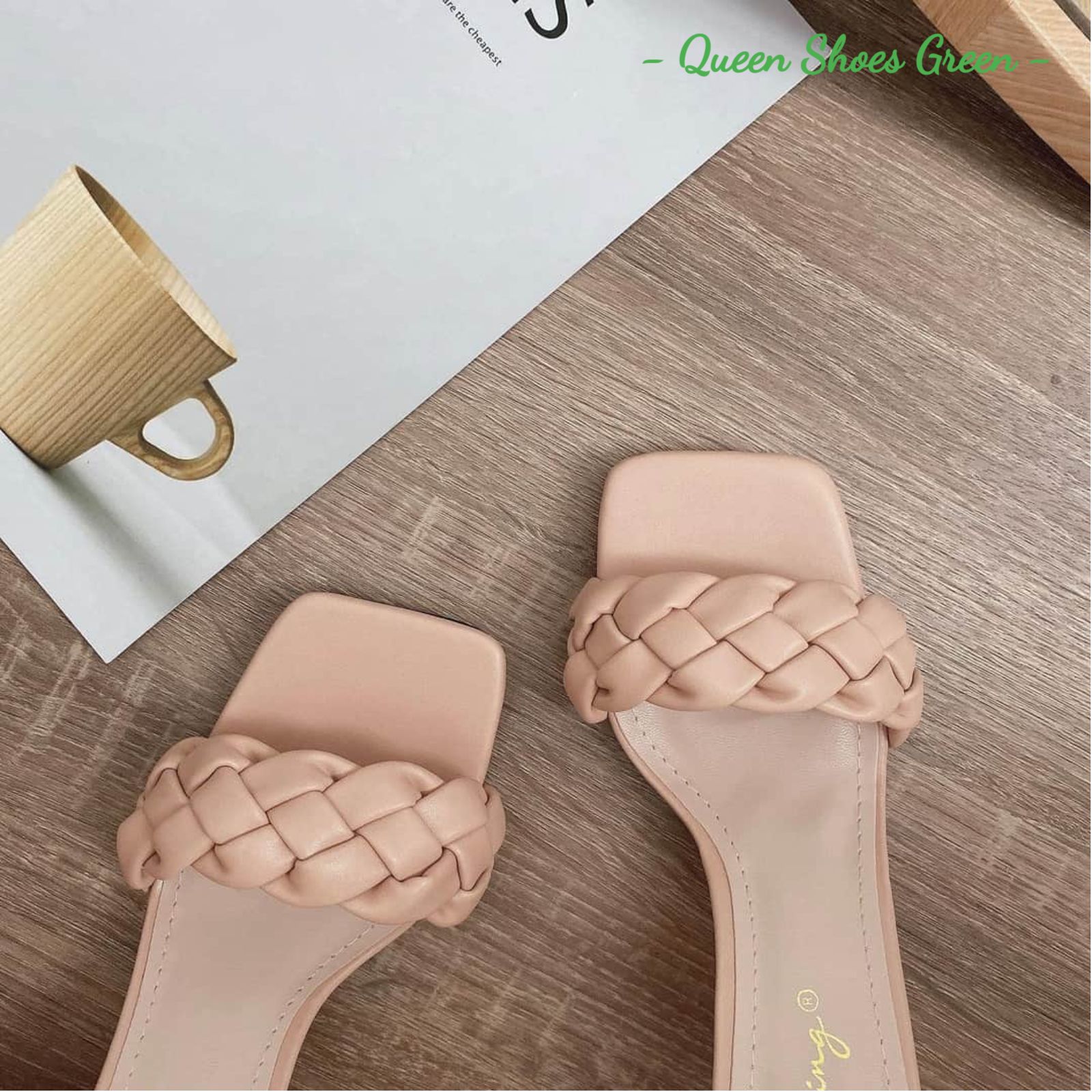 Giày cao gót nữ gót nhọn 7 phân quai tết đan phồng, dép sandal quai tết lót da êm ái kiểu dáng thời trang size 35 đến 39