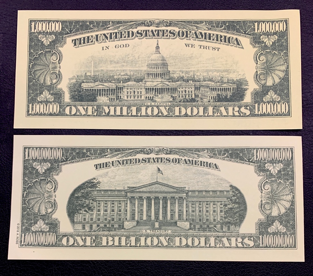 Combo 2 tờ tiền lưu niệm 1 triệu Đôla và 1 tỷ USD Mỹ , hàng sưu tầm độc đáo từ Mỹ
