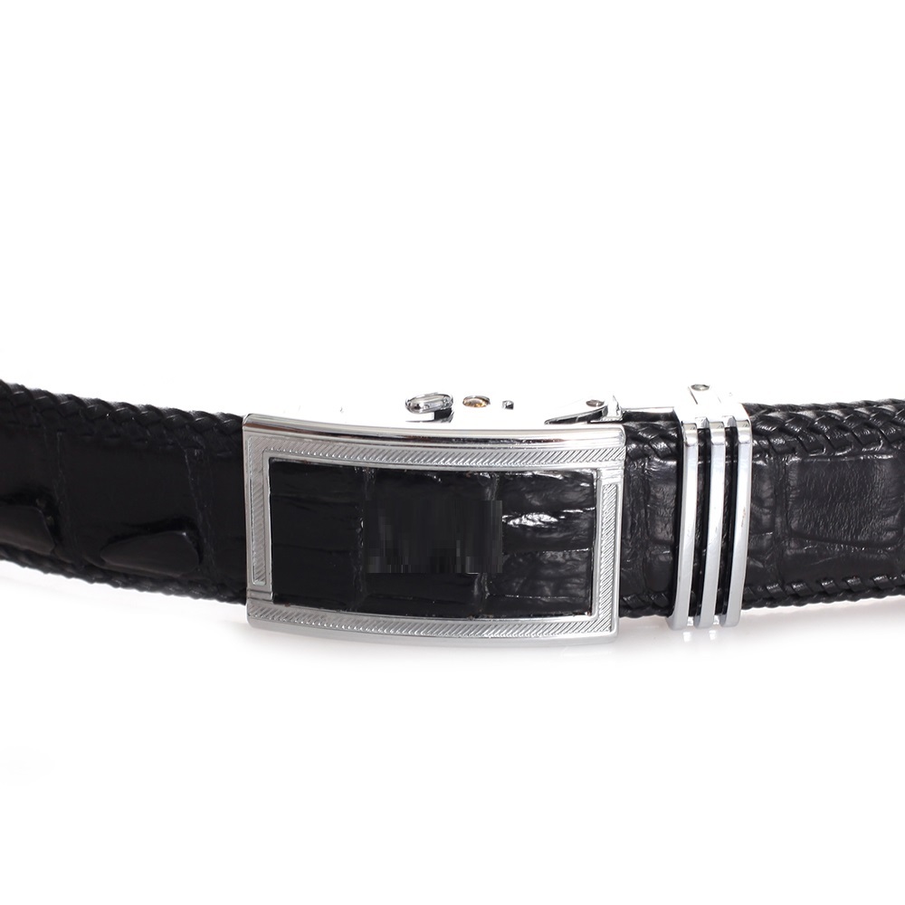 HJ4216-17-18-41 - Thắt lưng nam da cá sấu đan viền đen, nâu đất, vàng, nâu đỏ