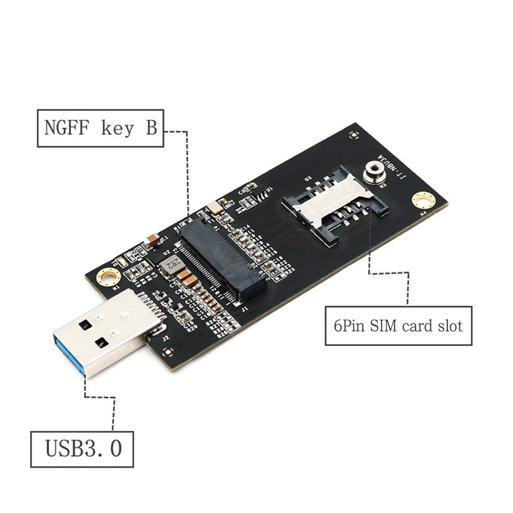 Thẻ chuyển đổi M.2 NGFF sang USB3.0 KEY B sang USB3.0 Bảng phát triển mô-đun với Khe cắm thẻ SIM cho PC